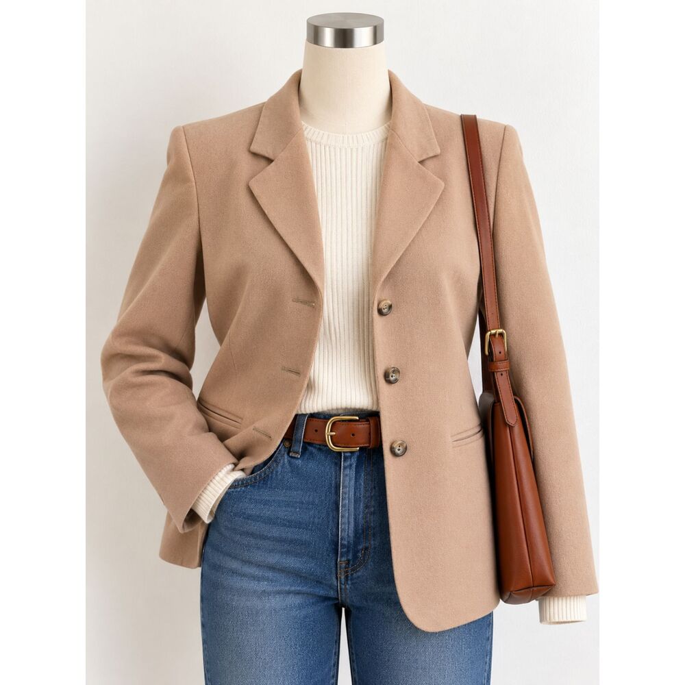 Wool Tan Blazer Size 14 | Classic Tailored Jacket 208